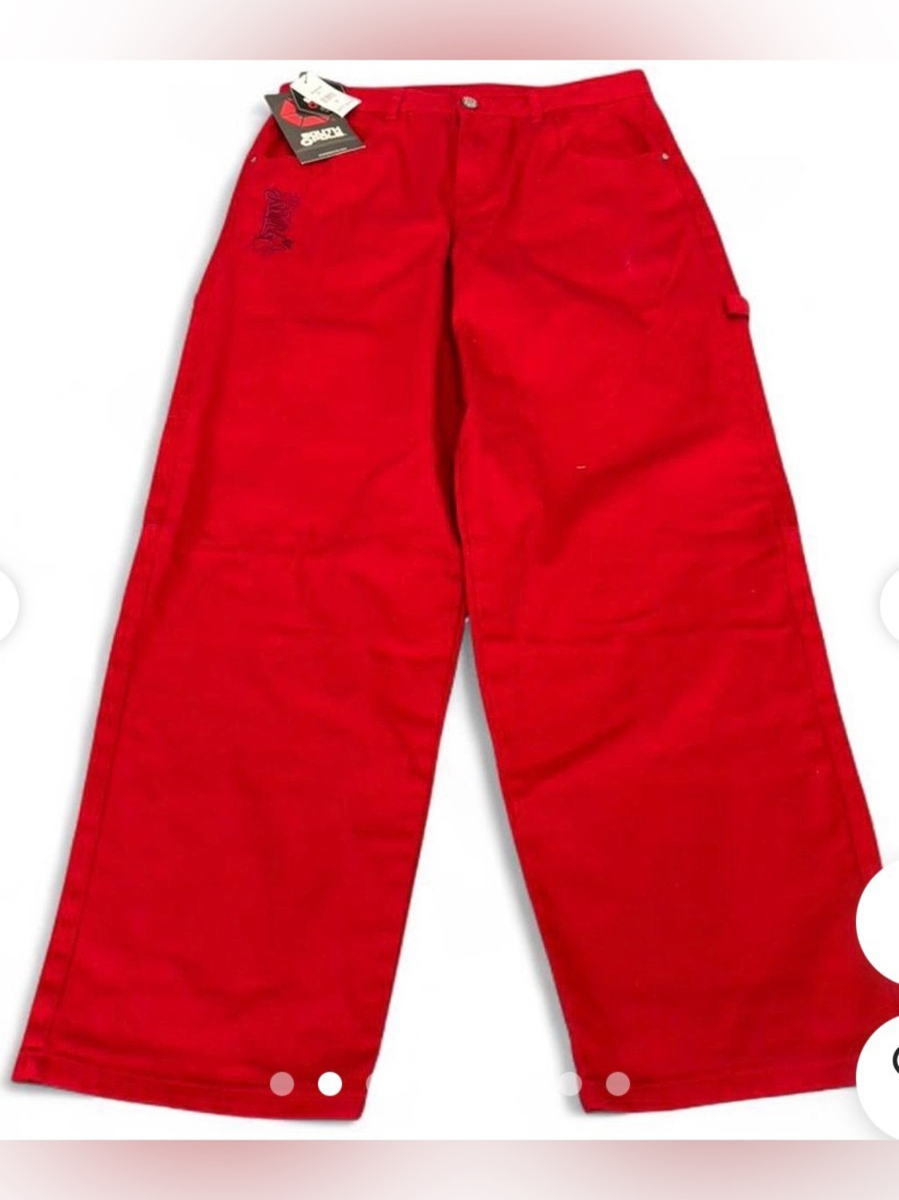 South Pole Red Embroidered Pocket Pants